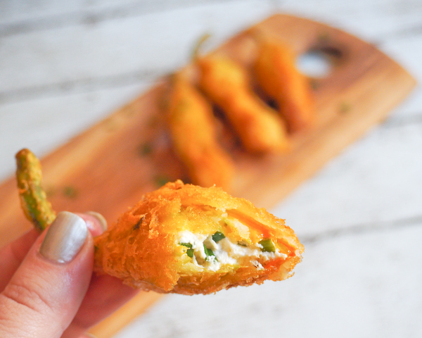 Tempura Zucchini Flowers filled with Zesty Chive Goats Cheese-5